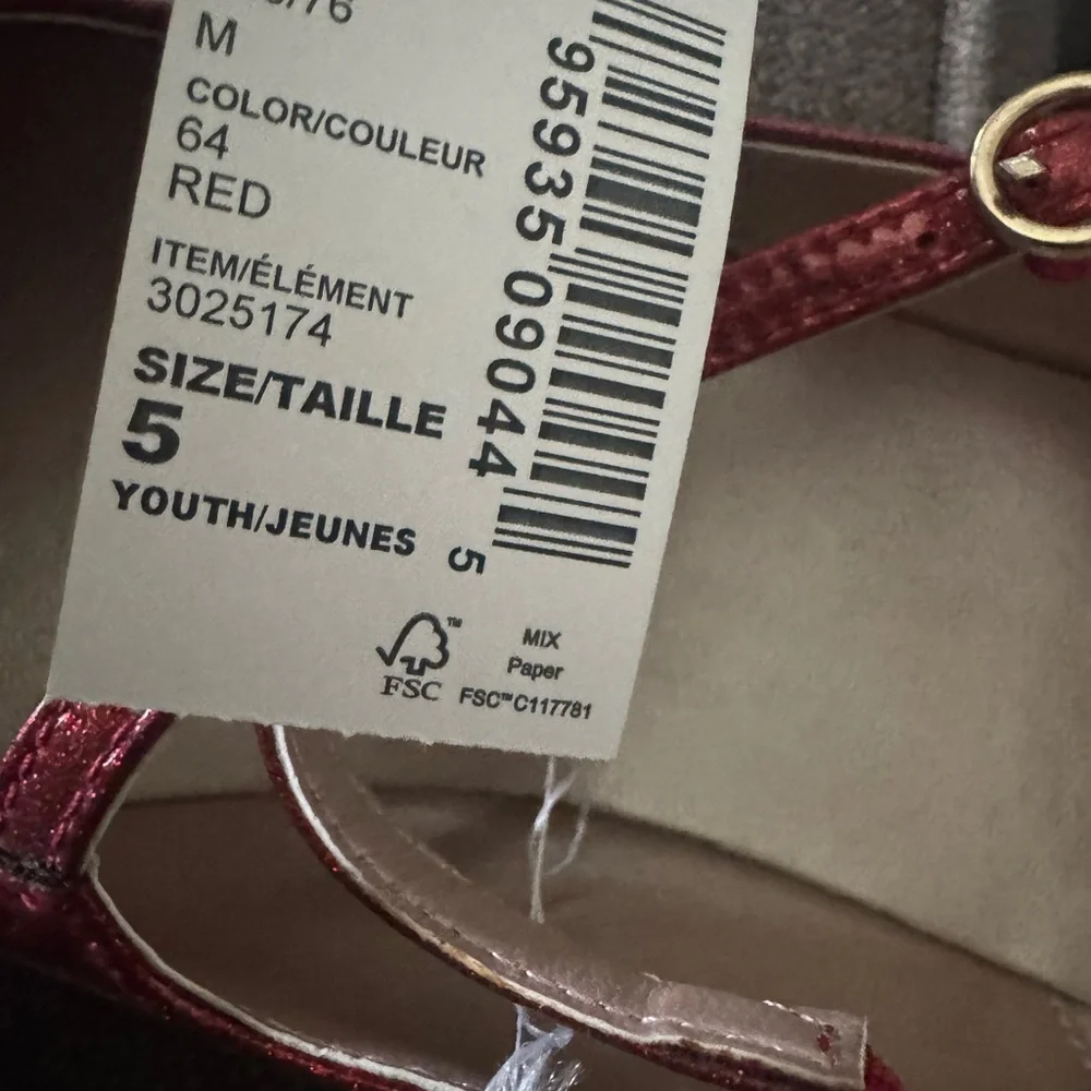 The Children's Place Red sparkly Mary Jane flats size 5 youth